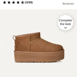 UGG Women’s Platform Suede Ankle Boots in Chestnut Brown